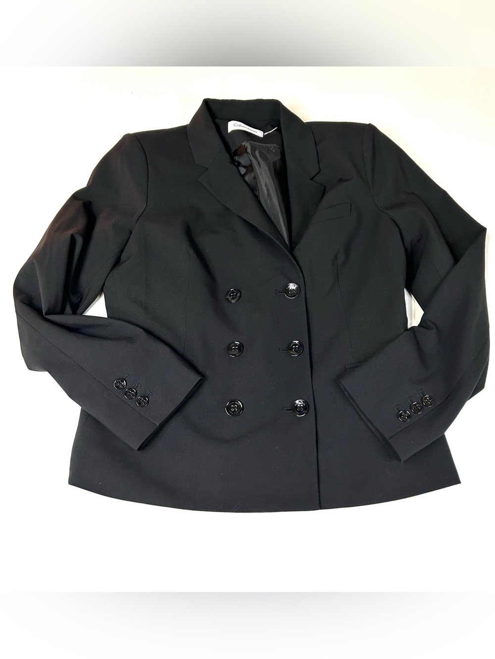 Calvin Klein Women’s Size 12 Blazer Jacket Solid Black Button Business #0810